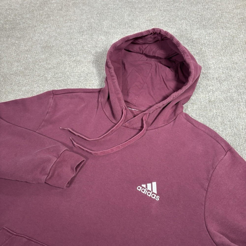 Adidas‎ Hoodie Sweatshirt Mens M Pullover Red Crimson Feel Cozy Fleece Logo